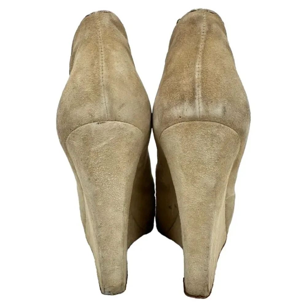 Giuseppe Zanotti Wedge Ankle Boots in Beige Suede
